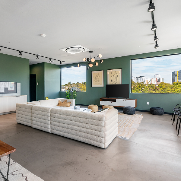 Modern bedroom with workspace